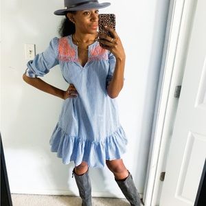 J.Crew Seersucker Dress with Ruffle Hem Size Extra Extra Small (runs large)